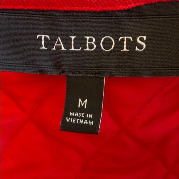 Women's Talbots Red Quilted Jacket with Snap Closure Medium - Picture 6 of 8